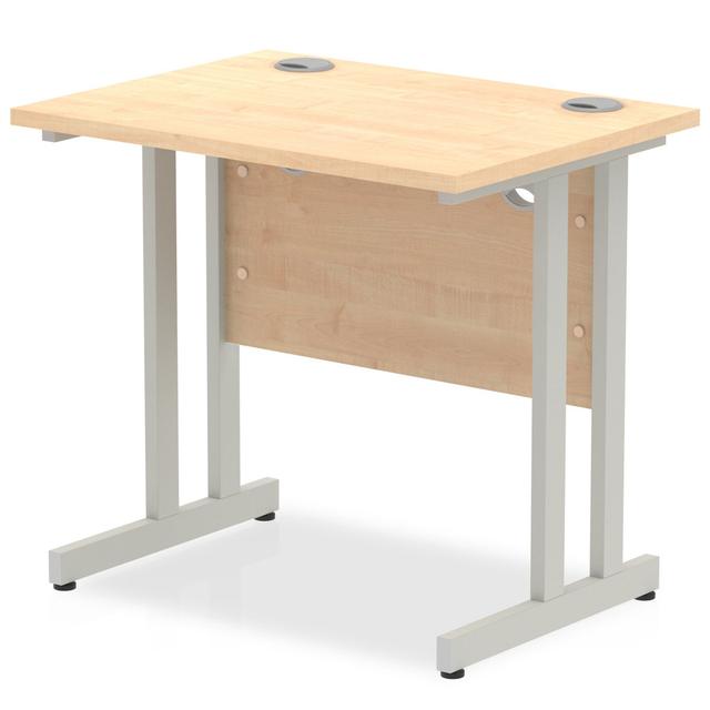 Ladajah Commercial Use Rectangular Computer Desk Inbox Zero Frame Colour: Silver, Top Colour: Maple, Size: 73cm H x 80cm W x 60cm D on Productcaster.