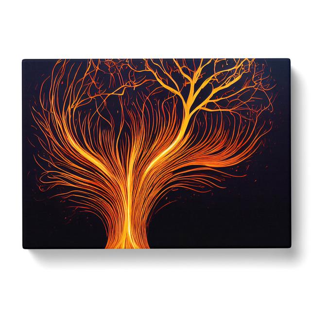 Tree Flame Art Abstract - Wrapped Canvas Graphic Art ClassicLiving Size: 50cm H x 76cm W x 3cm D on Productcaster.