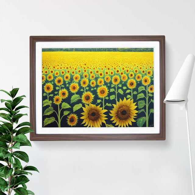 Ultimate Sunflower Field - Picture Frame Graphic Art Brambly Cottage Size: 46cm H x 64cm W x 2cm D, Frame Colour: Walnut on Productcaster.