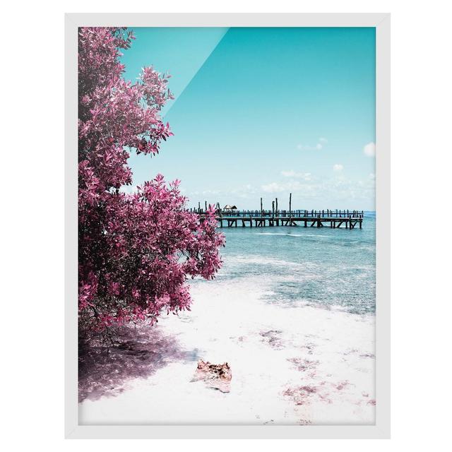 Paradise Beach Isla Mujeres - Picture Frame Graphic Art Ebern Designs Size: 100cm H x 70cm W x 2cm D, Frame Option: White Framed on Productcaster.