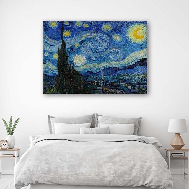 Leinwandbild Reproduction Starry Night Van Gogh Rosalind Wheeler Größe: 60 cm H x 40 cm B x 2 cm T on Productcaster.