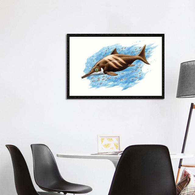 Ichthyosaurus On White Background by Esther Van Hulsen - Gallery-Wrapped Canvas Giclée on Canvas Beachcrest Home Size: 66.04cm H x 101.6cm W, Format: on Productcaster.