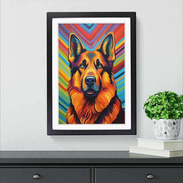 German Shepherd Op Marlow Home Co. Format: Black Framed, Size: 64cm H x 46cm W on Productcaster.