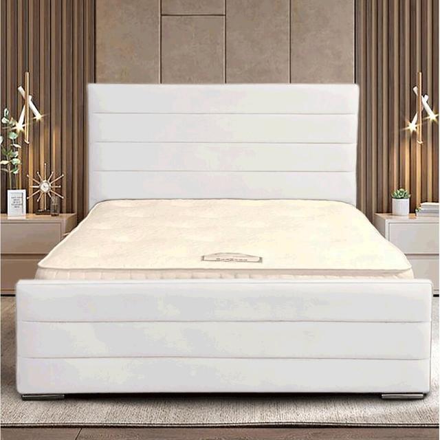 Boggs Upholstered Bed Frame Fairmont Park Size: Super King (6'), Colour: White on Productcaster.