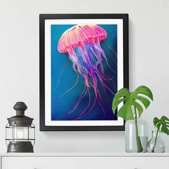 Watercolour Jellyfish - Single Picture Frame Graphic Art House of Hampton Size: 34cm H x 25cm W x 2cm D, Frame Option: Oak on Productcaster.