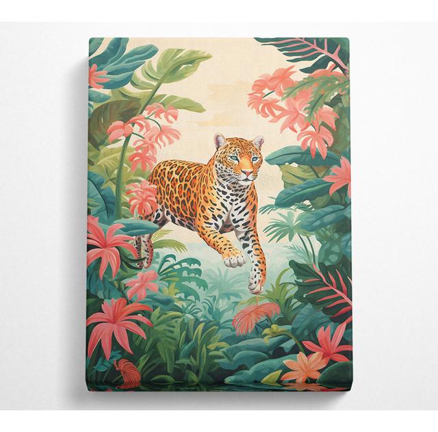 Leopard Pink Jungle - Wrapped Canvas Art Prints Bright Star Size: 106.6cm H x 66cm W x 10cm D on Productcaster.