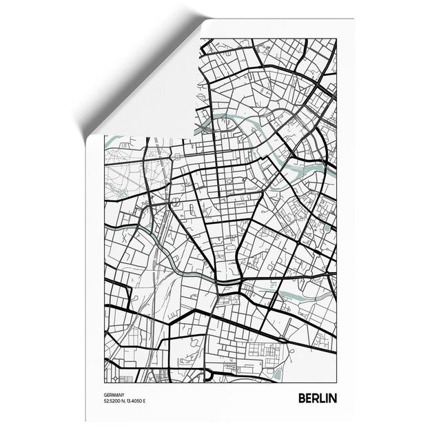 Map Berlin Germany - Unframed Graphic Art East Urban Home Size: 59cm H x 42cm W x 0.1cm D on Productcaster.