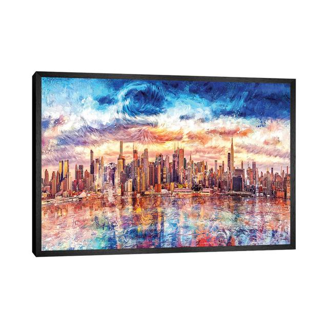 Digital Art V - Starry CityScape by Tenyo Marchev - Print on Canvas Rosalind Wheeler Format: Black Framed, Size: 45.72cm H x 66.04cm W on Productcaster.