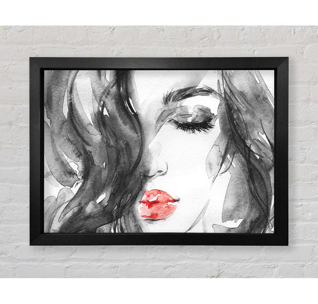 Watercolour Red Lips - Print Ophelia & Co. Size: 84.1cm H x 84.1cm W x 3.4cm D, Format: Ventura Black Framed Paper on Productcaster.