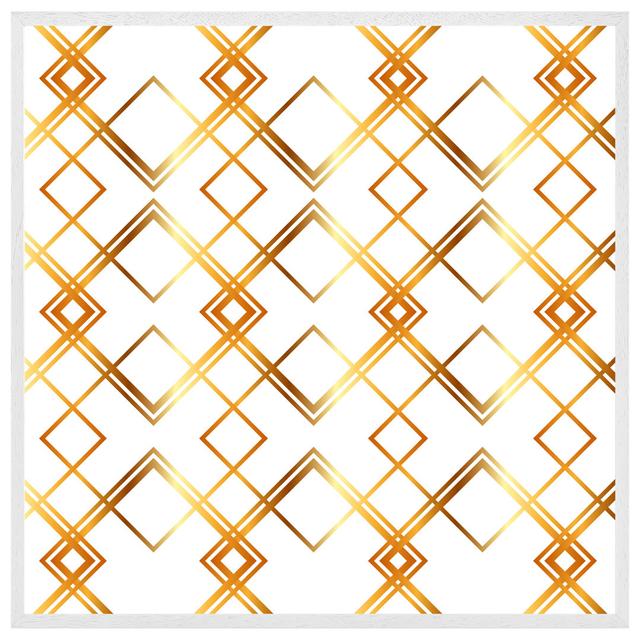 Yokum Geometric Golden Pattern - Single Picture Frame Print Latitude Run Size: 31cm H x 31cm W x 4cm D, Frame Colour: White Framed on Productcaster.