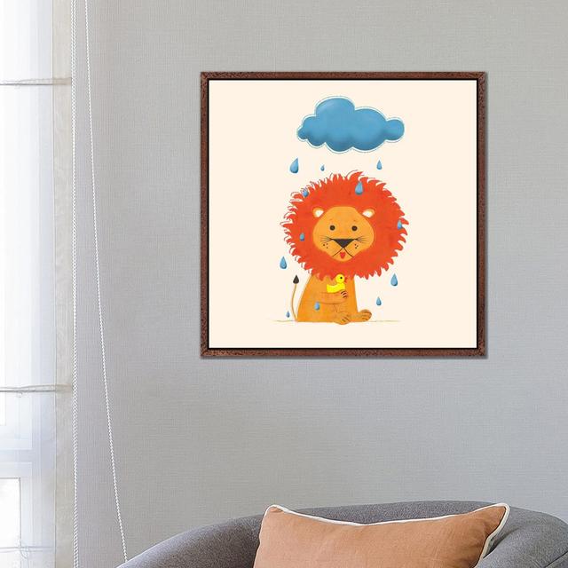 Lion With A Duck by Show Me Mars - Gallery-Wrapped Canvas Giclée on Canvas Isabelle & Max Format: Classic Wood Floater Framed, Size: 66.04cm H x 66.04 on Productcaster.