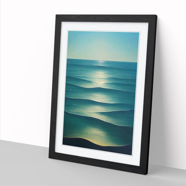 Seascape Ocean Minimalism - Print House of Hampton Size: 34cm H x 25cm W x 2cm D, Frame Option: Oak on Productcaster.