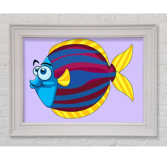 Big Happy Fish White Framed Print Harriet Bee Size: 21cm H x 29.7cm W x 1.5cm D, Colour: Lilac, Format: Matte Black Framed Paper on Productcaster.