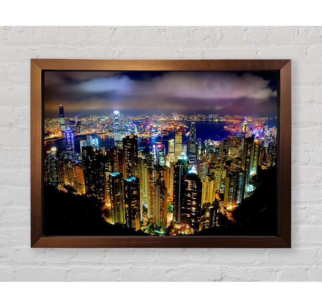 Hong Kong Night Light - Single Picture Frame Art Prints Ebern Designs Size: 84.1cm H x 118.9cm W x 3.4cm D on Productcaster.