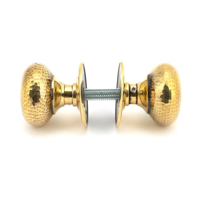 Hammered Mushroom Mortice/Rim Knob Set (Set of 2) From The Anvil Finish: Aged Brass on Productcaster.