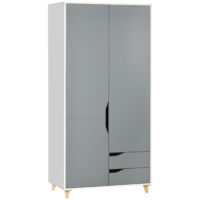 Kertu 2 Door Manufactured Wood Wardrobe 17 Stories Finish: Grey on Productcaster.