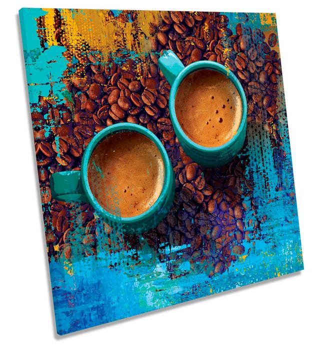 Kitchen Coffee Cups - Wrapped Canvas Graphic Art Marlow Home Co. Size: 60cm H x 60cm W x 2cm D on Productcaster.