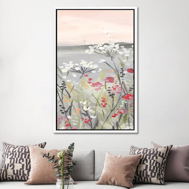 Blushing Wildflowers I by Carol Robinson - Painting on Canvas Brambly Cottage Size: 152.4cm H x 101.6cm W x 3.81cm D, Format: White Framed Canvas on Productcaster.