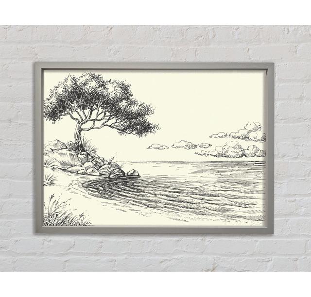 The Tree By The Lake - Single Picture Frame Art Prints on Canvas Bright Star Size: 84.1cm H x 118.9cm W x 3.3cm D on Productcaster.