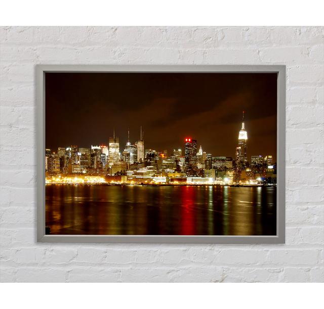 New York City Night Reflections - Single Picture Frame Art Prints on Canvas Bright Star Size: 100cm H x 141.4cm W x 3.3cm D on Productcaster.