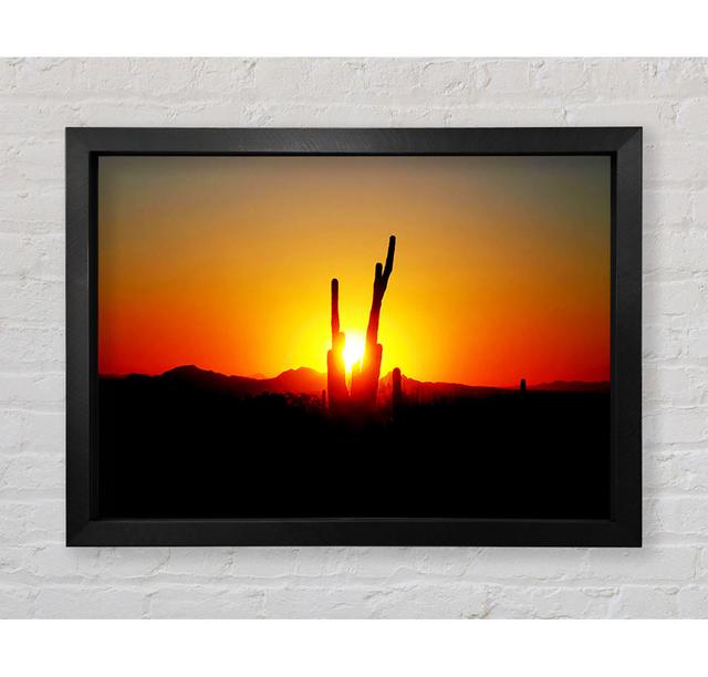 Red Cactus Sunrise - Single Picture Frame Art Prints Bright Star Size: 100cm H x 141.4cm W x 3.4cm D on Productcaster.