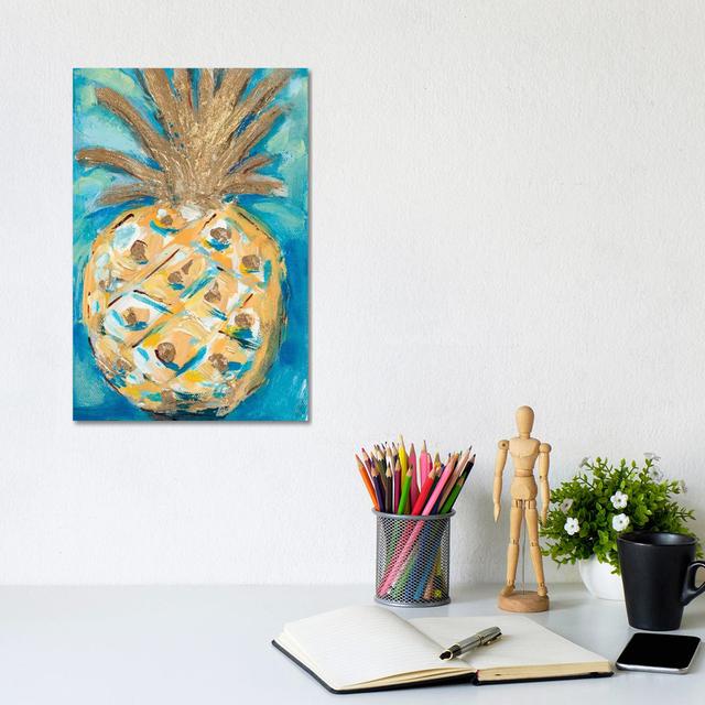 Blue Gold Pineapple by L. Hewitt - Wrapped Canvas Painting 17 Stories Size: 30.48cm H x 20.32cm W x 1.905cm D on Productcaster.