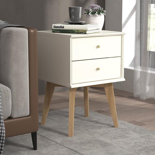 Abby 2 Drawer Bedside Table SHF Ranges Colour: Beige on Productcaster.