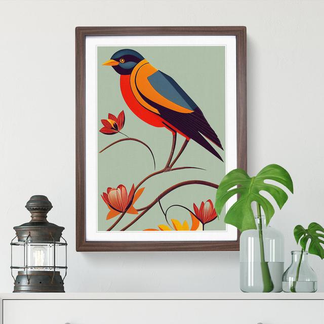 Cheerful Bird - Picture Frame Painting ClassicLiving Size: 34cm H x 25cm W x 2cm D, Frame Colour: Walnut on Productcaster.