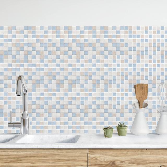 Adanely 70 x 100cm PVC Fliese Ebern Designs Farbe: Blau/Braun/Weiß on Productcaster.