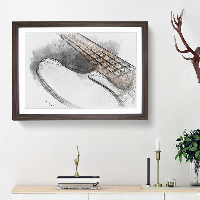 Strings of a White Bass Guitar in Abstract - Picture Frame Graphic Art Print East Urban Home Frame Option: Walnut Framed, Size: 48cm H x 65cm W x 2cm on Productcaster.