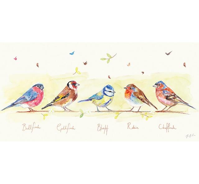 'Line of Garden Birds' - Wrapped Canvas Painting Print August Grove on Productcaster.