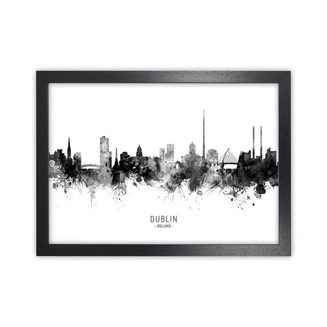 Dublin Ireland Skyline Black White City Name by Michael Tompsett - Graphic Art Print Latitude Run Size: 46cm H x 63cm W x 3cm D, Format: Black Framed on Productcaster.