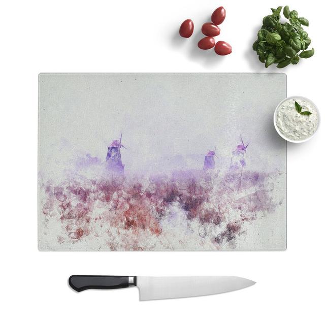 Landscape Windmill and Stream Watercolour Chopping Board East Urban Home Size: 20cm W x 28.5cm L on Productcaster.