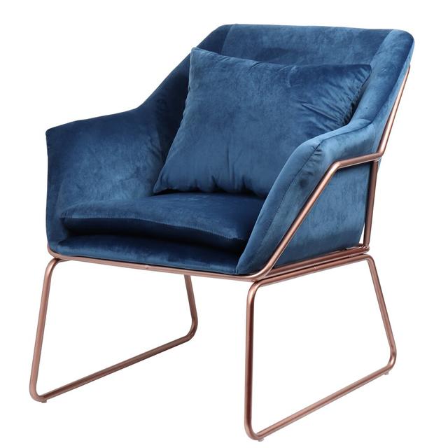 Gilchrist Armchair Etta Avenue Upholstery Colour: Navy Blue, Leg Colour: Rose Gold on Productcaster.