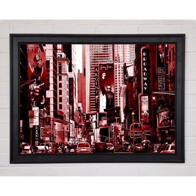 New York City Broadway Red Framed Print Ebern Designs Size: 21cm H x 29.7cm W on Productcaster.