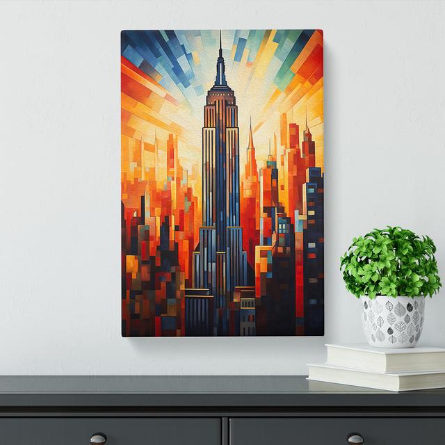 Empire State Building Cubism No.2 - Print Marlow Home Co. Size: 50cm H x 35cm W x 3cm D on Productcaster.