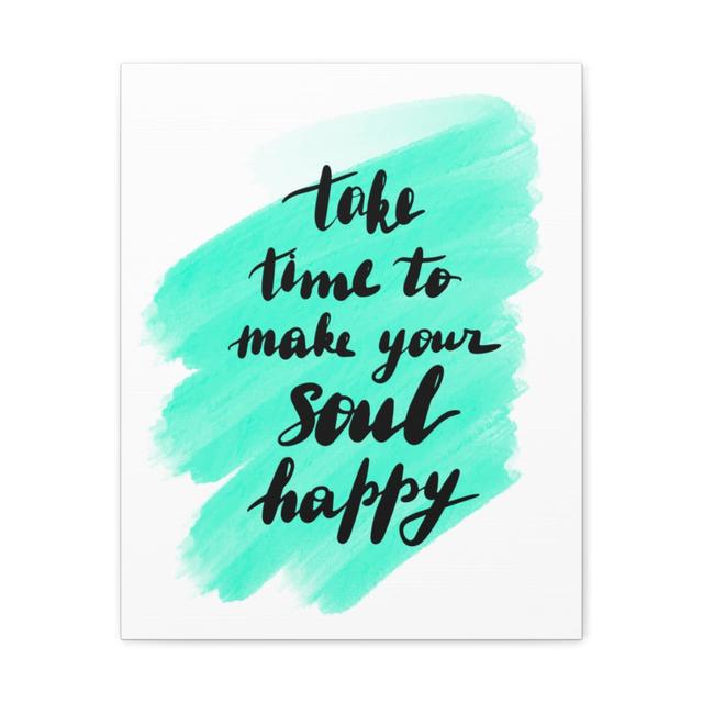 Make Your Soul Happy - Wrapped Canvas Typography Blue Elephant Size: 36cm H x 28cm W on Productcaster.