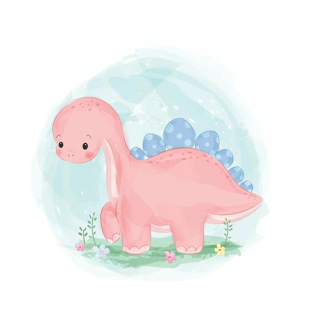 Pink Dinosaur by Art Mirano - Wrapped Canvas Print Zoomie Kids Size: 45.72cm H x 45.72cm W x 1.91cm D on Productcaster.