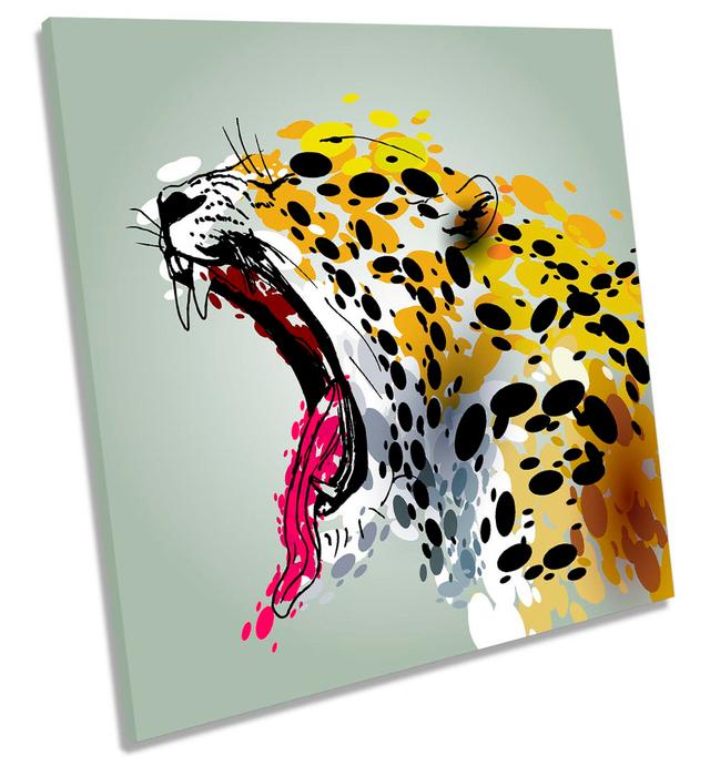 Roaring Jaguar Big Cat - Wrapped Canvas Painting Latitude Vive Size: 76.2cm H x 76.2cm W x 4cm D on Productcaster.