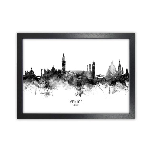 Venice Italy Skyline Black White City Name by Michael Tompsett - Graphic Art Print Latitude Run Size: 46cm H x 63cm W x 3cm D, Format: Black Framed on Productcaster.