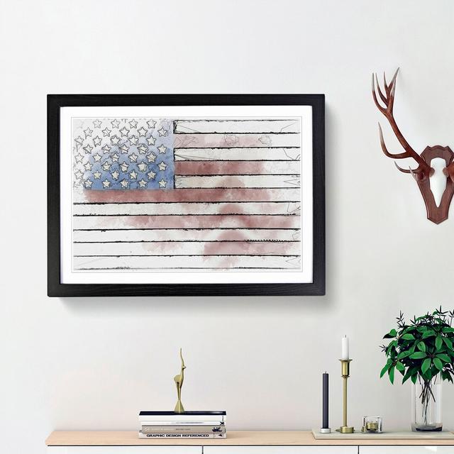 Painted American Flag in Abstract - Picture Frame Drawing Print East Urban Home Frame Option: Black Framed, Size: 62cm H x 87cm W x 2cm D on Productcaster.