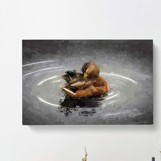 Duck Preening Its Feathers In Abstract - Wrapped Canvas Print East Urban Home Size: 60cm H x 91cm W x 3cm D on Productcaster.