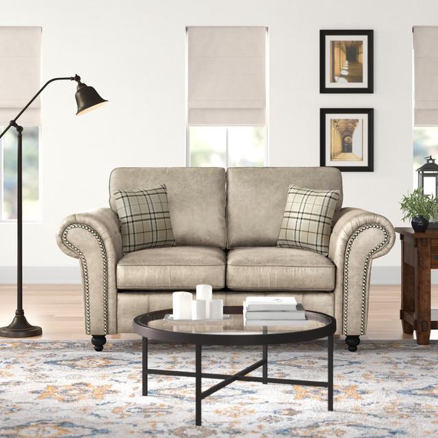 Bodnar 2 Seater Upholstered Loveseat Three Posts Upholstery Colour: Beige on Productcaster.