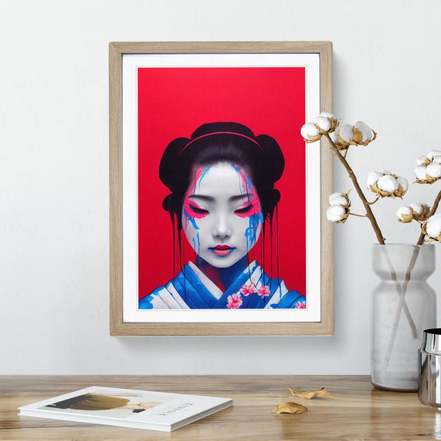 Geisha Splash No.2 - Single Picture Frame Painting Latitude Run Size: 46cm H x 34cm W x 2cm D, Frame Colour: Oak on Productcaster.