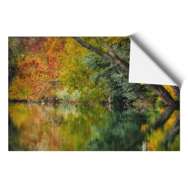 Autumn Forest Lake - Unframed Painting East Urban Home Size: 21cm H x 30cm W x 0.1cm D on Productcaster.