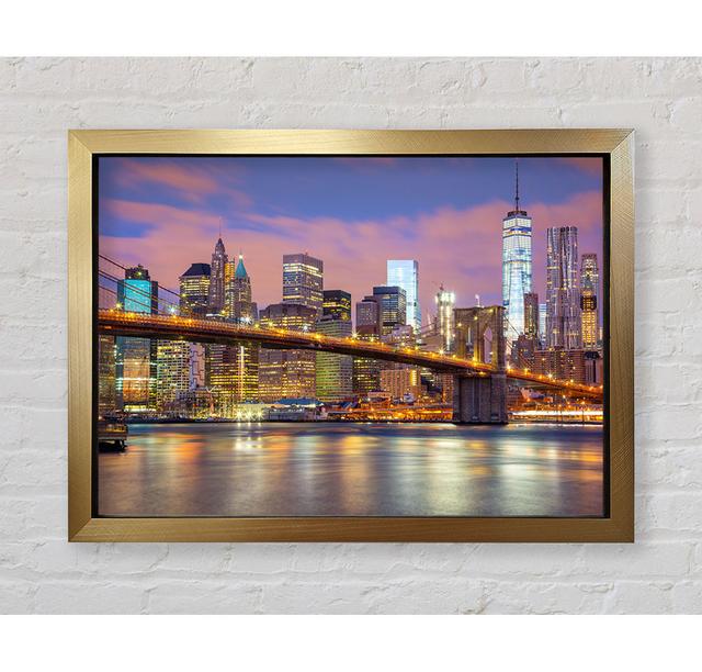 Light on a NYC Bridge Latitude Run Size: 84.1cm H x 118.9cm W x 3.4cm D, Format: Gold Framed Paper on Productcaster.