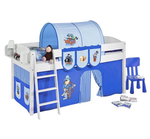 Pirat European Single Mid Sleeper Bed with Curtain Lilokids Curtain Colour: Blue on Productcaster.