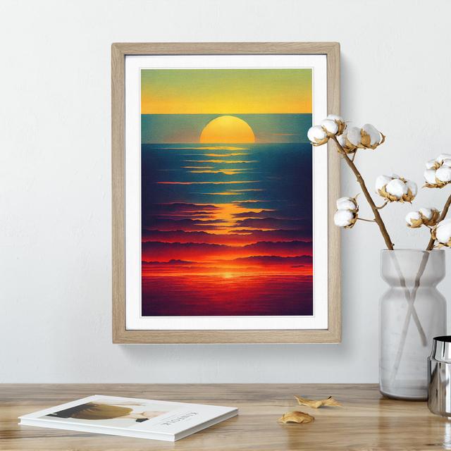 Sunset Watercolour Art No.6 House of Hampton Format: Oak Framed Paper, Matte Colour: White, Size: 34cm H x 25cm W x 2cm D on Productcaster.