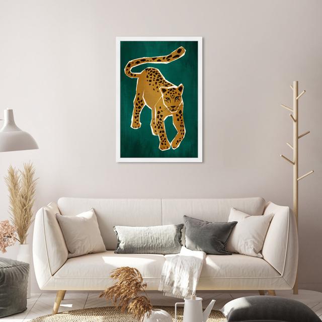 Animals Contemporary Glam Jungle Leopard, Modern Yellow Framed Wall Art Print For Living Room Oliver Gal Size: 76.2cm H x 50.8cm W x 3.81cm D, Frame C on Productcaster.