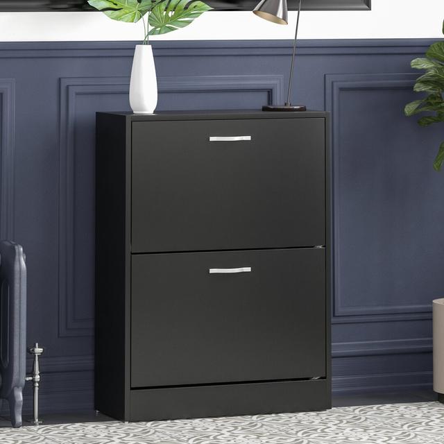 Vida 8 Pair Flip Down Shoe Storage Cabinet Organiser Hallway Furniture Wayfair Basics Finish: Black on Productcaster.